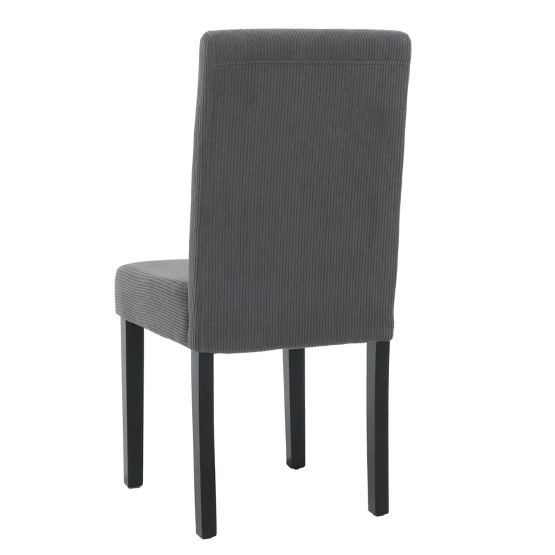 Lot de 4 chaises de salle à manger dossier haut en tissu velours côtelé gris foncé pieds foncés 04_0007522