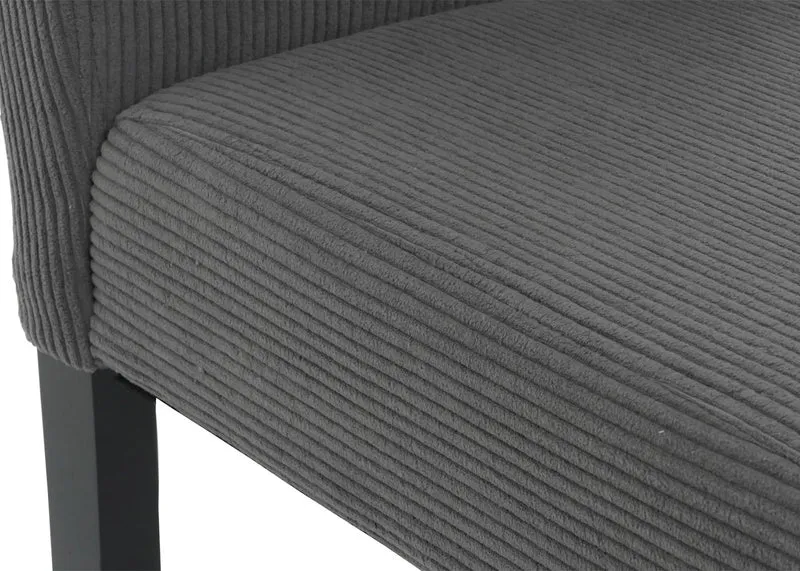 Lot de 4 chaises de salle à manger dossier haut en tissu velours côtelé gris foncé pieds foncés 04_0007522