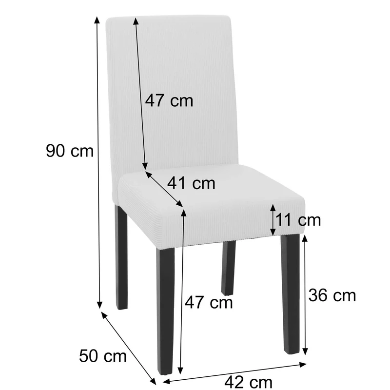 Lot de 4 chaises de salle à manger dossier haut en tissu velours côtelé gris foncé pieds foncés 04_0007522