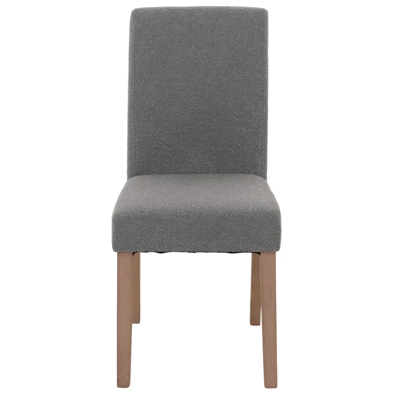 Lot de 4 chaises de salle à manger dossier haut en tissu bouclé gris pieds clair 04_0007514
