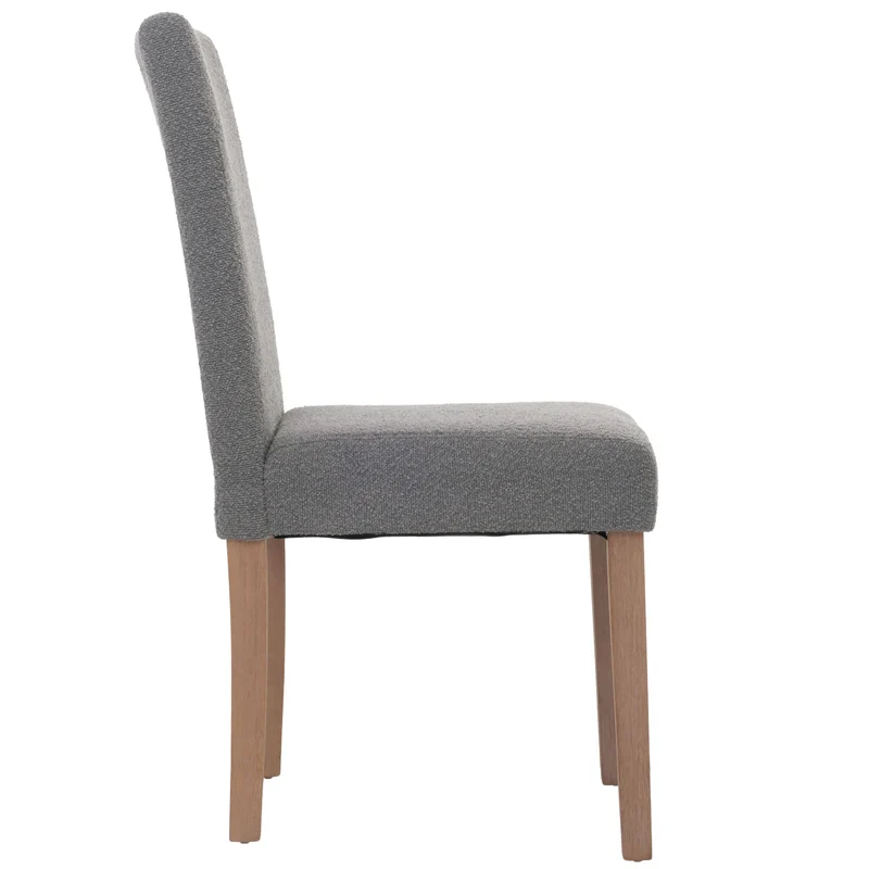Lot de 4 chaises de salle à manger dossier haut en tissu bouclé gris pieds clair 04_0007514
