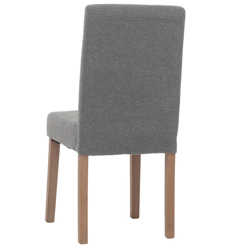 Lot de 4 chaises de salle à manger dossier haut en tissu bouclé gris pieds clair 04_0007514