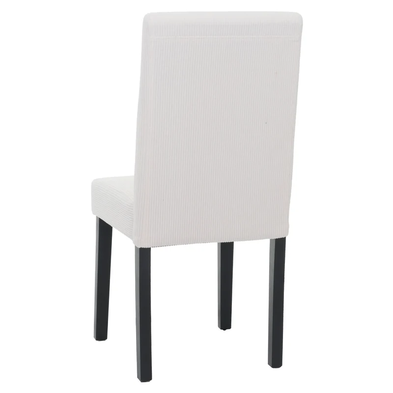 Lot de 4 chaises de salle à manger dossier haut en tissu velours côtelé crème pieds foncés 04_0007520