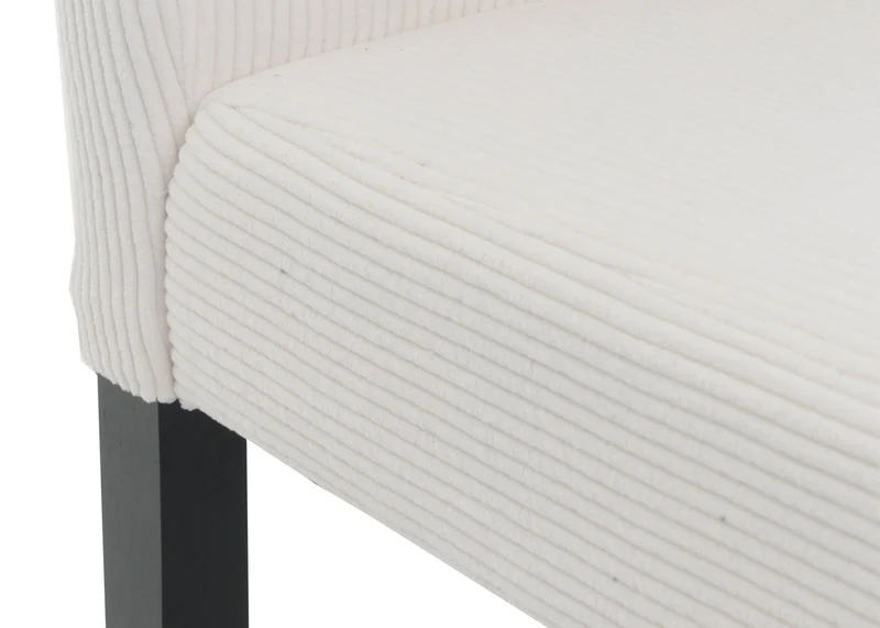 Lot de 4 chaises de salle à manger dossier haut en tissu velours côtelé crème pieds foncés 04_0007520