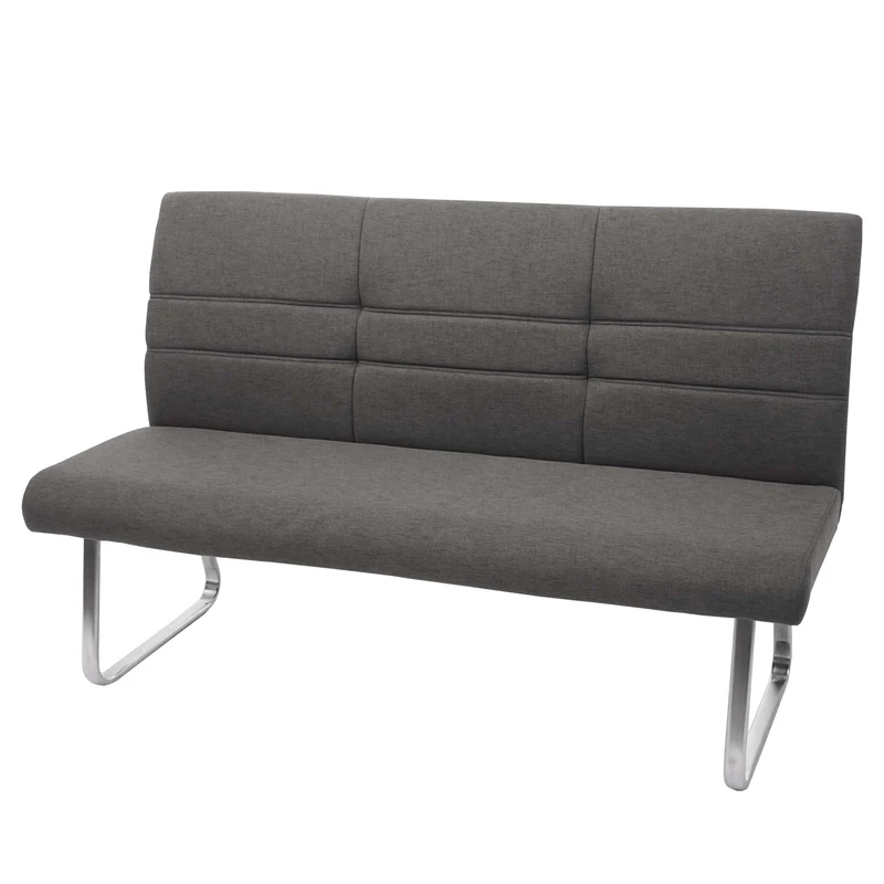Lot de 2 chaises de salle à manger + banc 180 cm en tissu gris-marron acier inoxydable 04_0007489