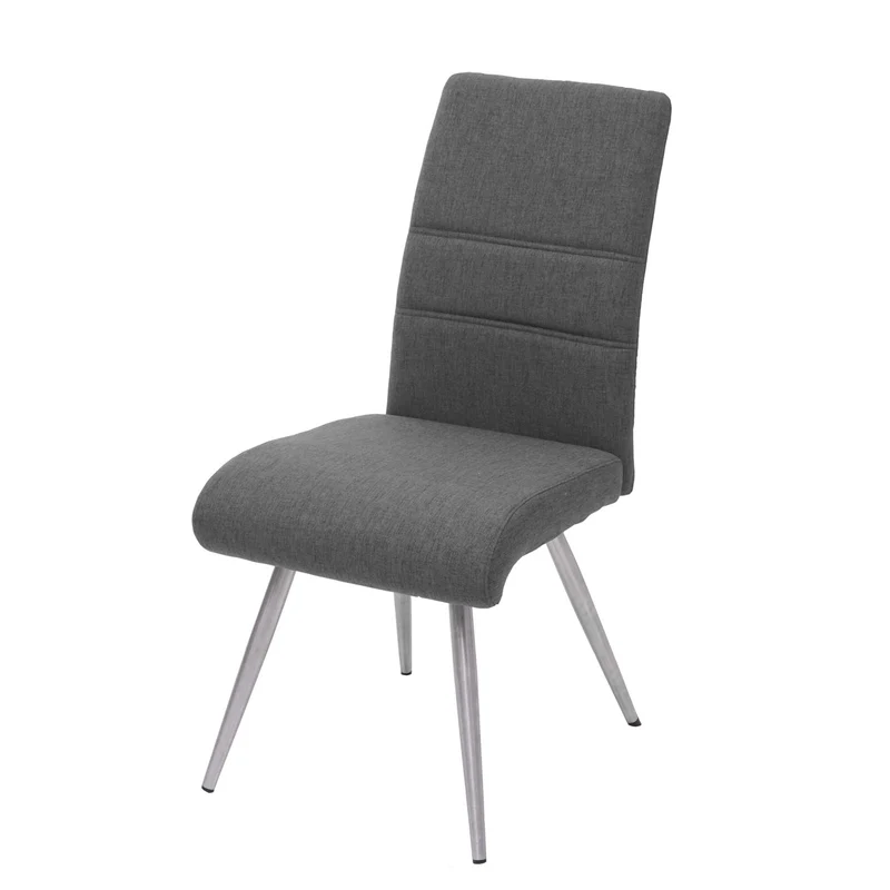 Lot de 2 chaises de salle à manger + banc 180 cm en tissu gris-marron acier inoxydable 04_0007489