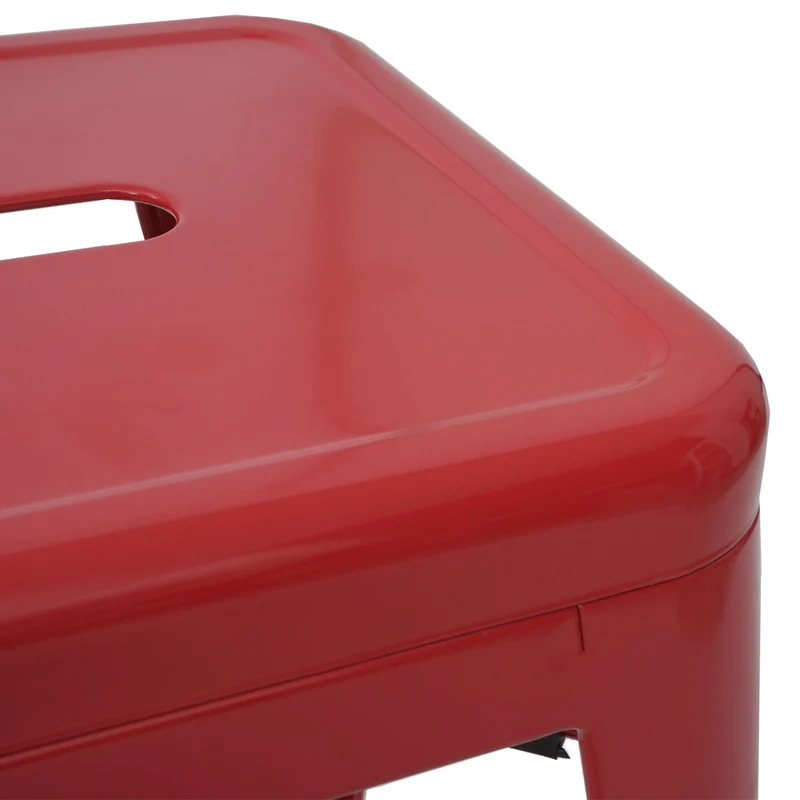 Lot de 2 tabourets de bar chaises de comptoir en métal rouge design industriel empilable 04_0007451
