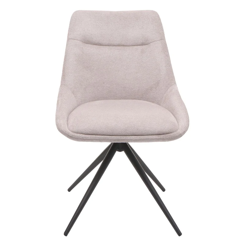 Lot de 2 chaises de salle à manger pivotante en tissu crème beige cadre de trépied en acier 04_0007387