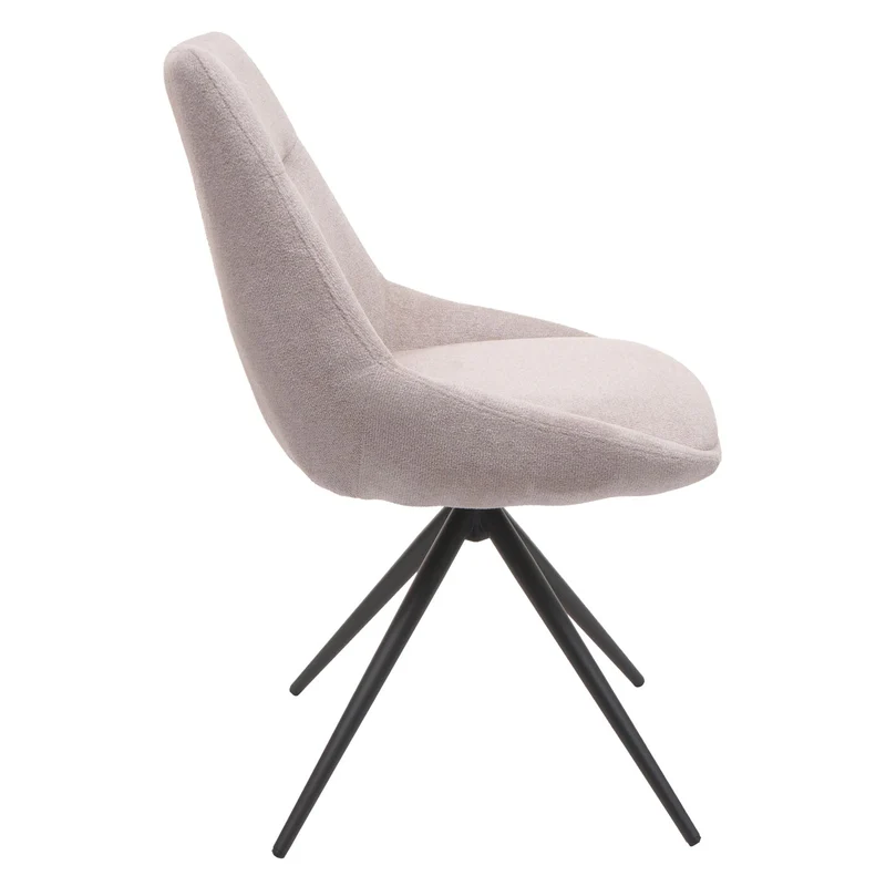 Lot de 2 chaises de salle à manger pivotante en tissu crème beige cadre de trépied en acier 04_0007387