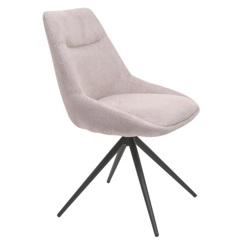 Lot de 2 chaises de salle à manger pivotante en tissu crème beige cadre de trépied en acier 04_0007387