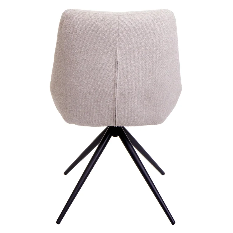 Lot de 2 chaises de salle à manger pivotante en tissu crème beige cadre de trépied en acier 04_0007387