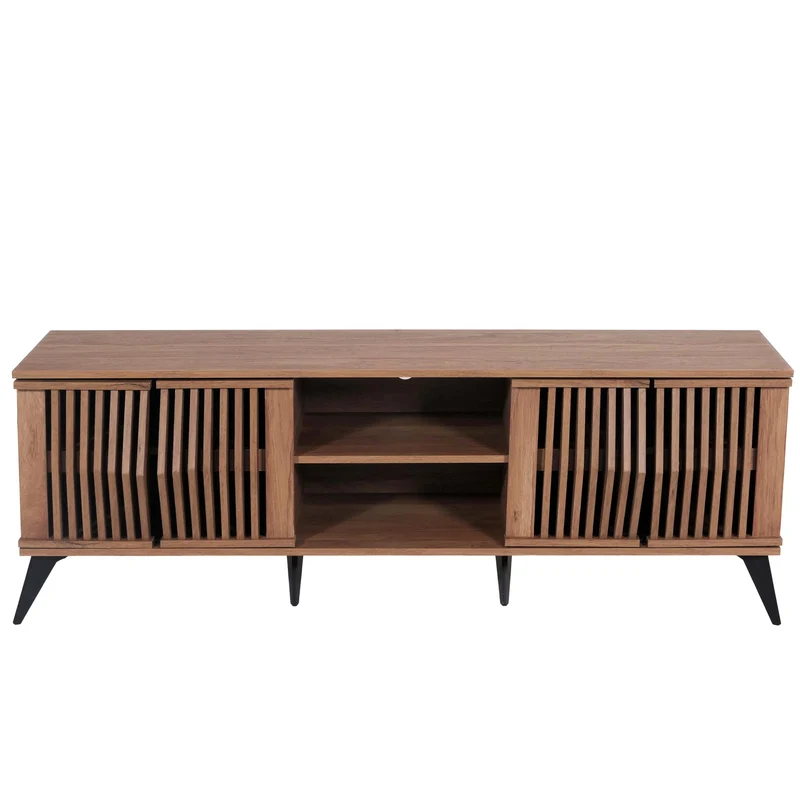 Meuble TV avec quatre portes et six compartiments 55 x 166 x 41 cm MDF marron 04_0007866