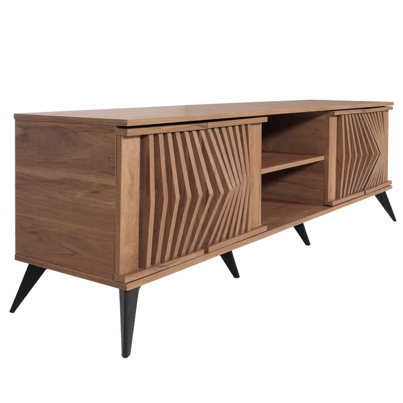 Meuble TV avec quatre portes et six compartiments 55 x 166 x 41 cm MDF marron 04_0007866
