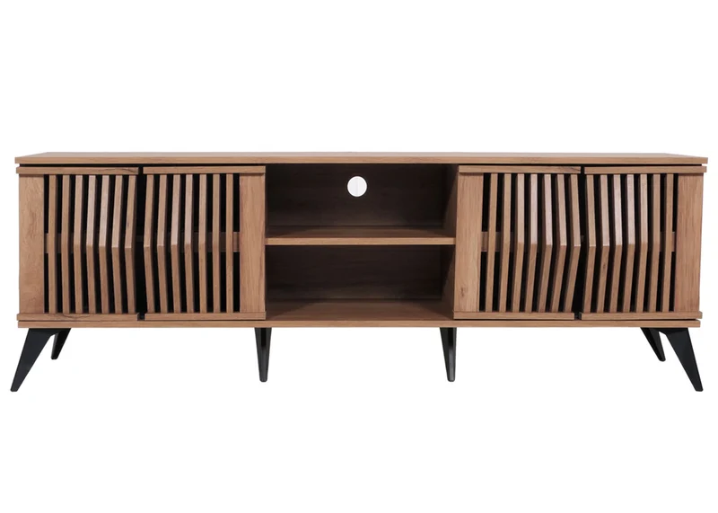 Meuble TV avec quatre portes et six compartiments 55 x 166 x 41 cm MDF marron 04_0007866