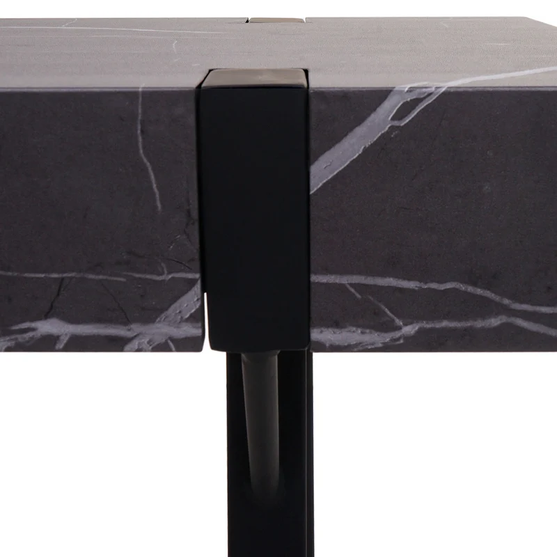 Meuble TV meuble de salon 42 x 120 x 40 cm MDF aspect marbre gris et fer 04_0007860