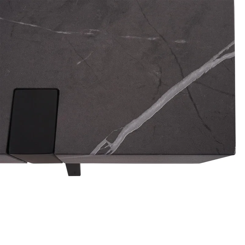 Meuble TV meuble de salon 42 x 120 x 40 cm MDF aspect marbre gris et fer 04_0007860