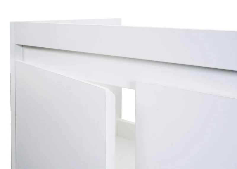 Meuble sous lavabo mural rangement salle de bain avec 2 portes 48x59x46 cm MDF blanc 04_0007847