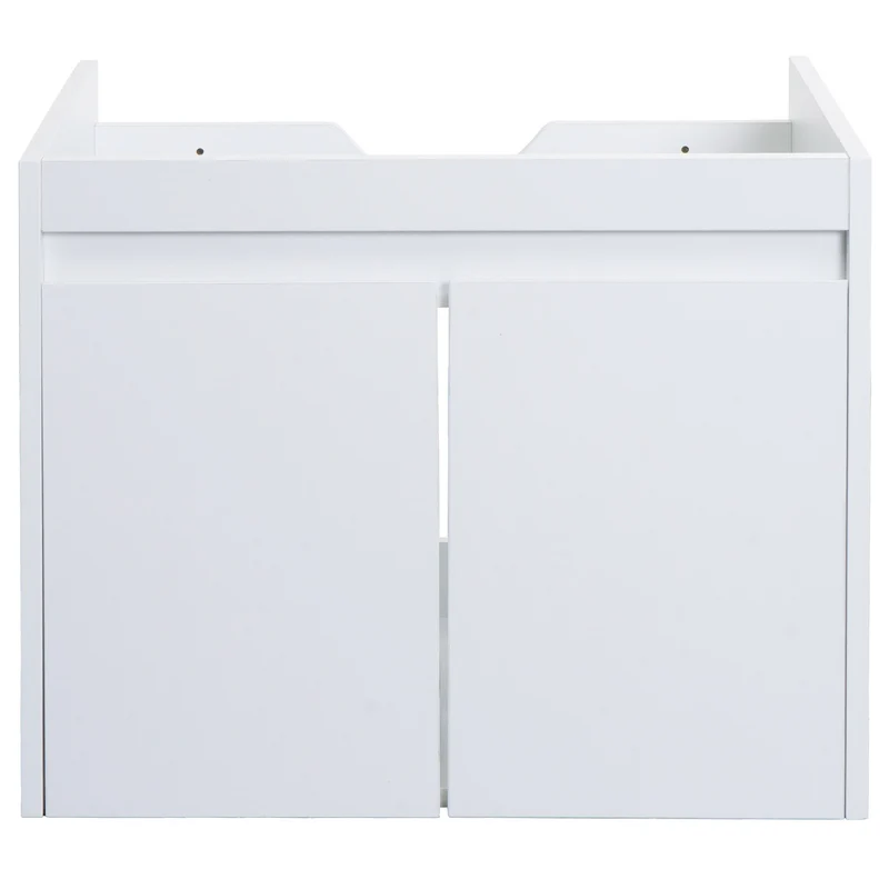 Meuble sous lavabo mural rangement salle de bain avec 2 portes 48x59x46 cm MDF blanc 04_0007847