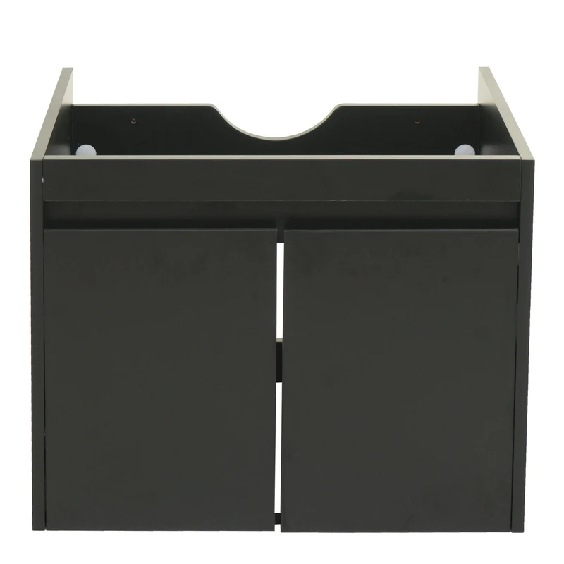 Meuble sous lavabo rangement salle de bain avec 2 portes 48 x 59 x 46 cm MDF noir 04_0007848