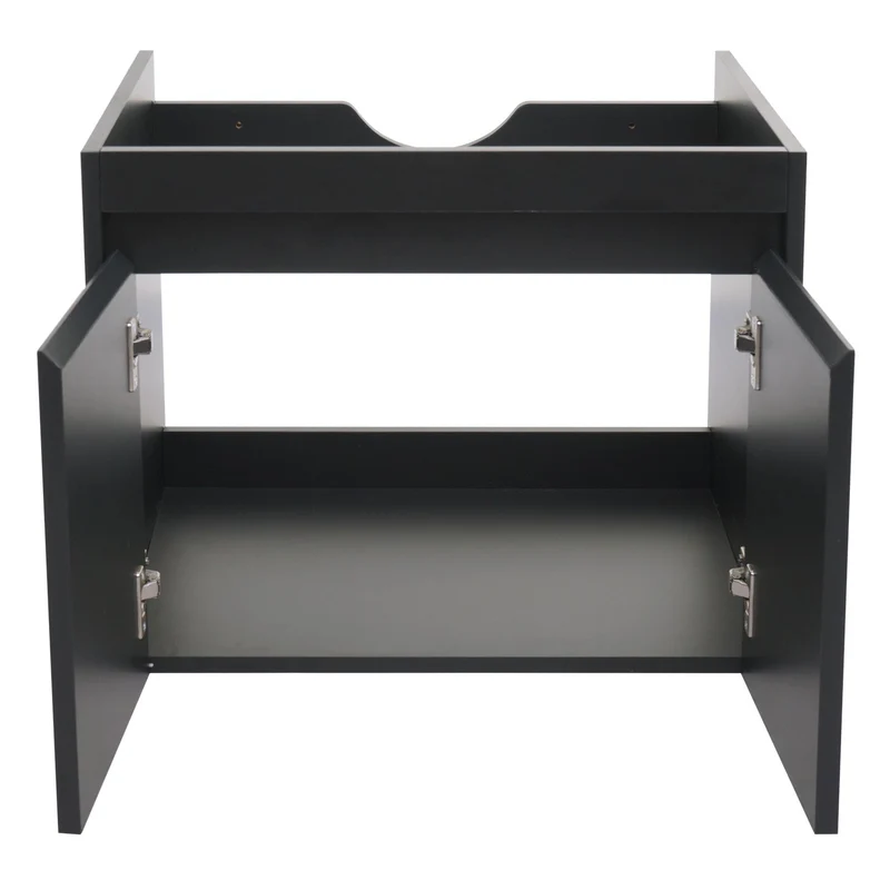Meuble sous lavabo rangement salle de bain avec 2 portes 48 x 59 x 46 cm MDF noir 04_0007848