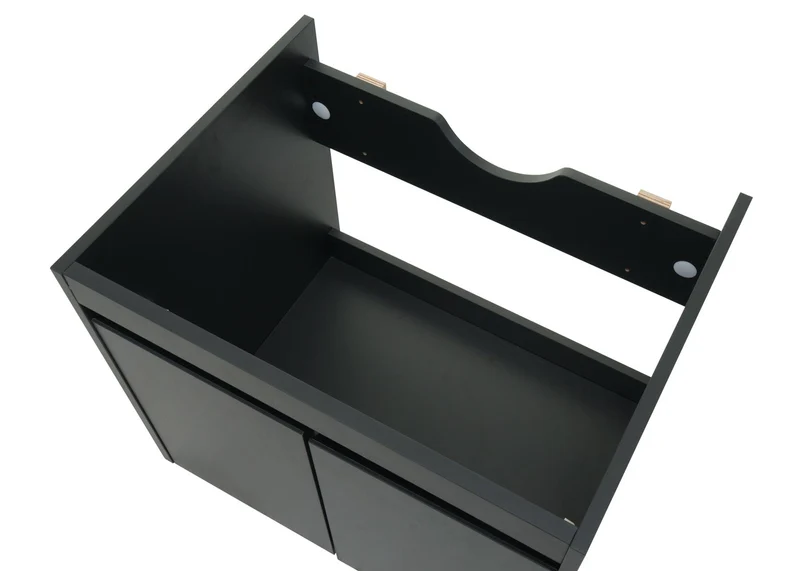 Meuble sous lavabo rangement salle de bain avec 2 portes 48 x 59 x 46 cm MDF noir 04_0007848