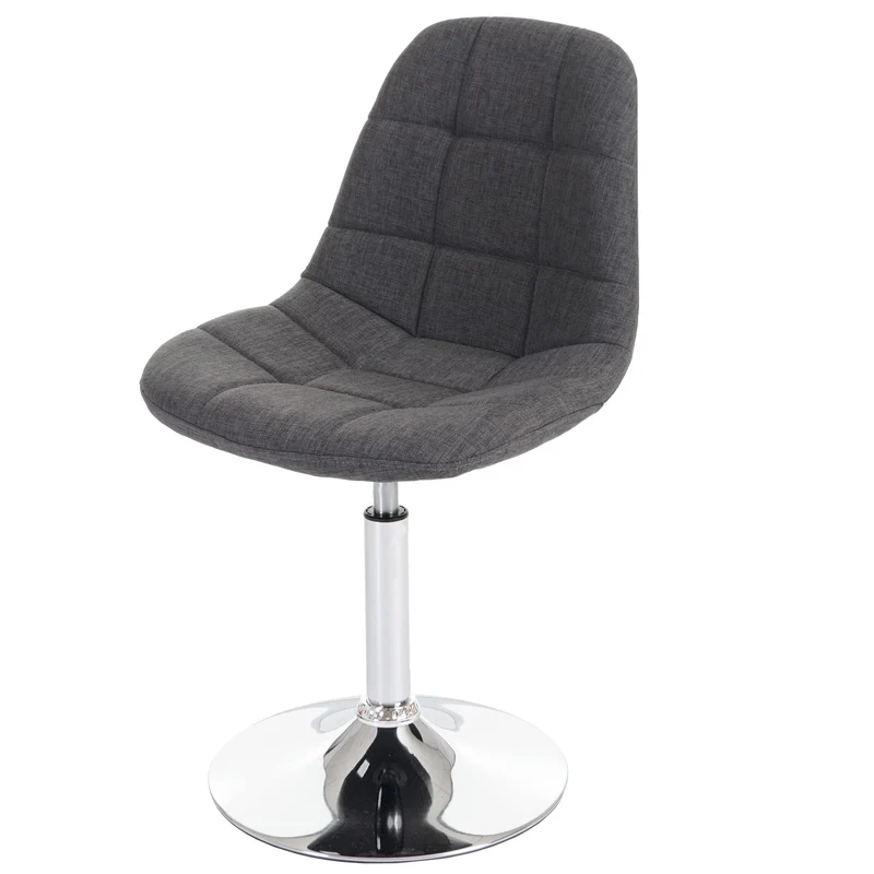 Lot de 6 chaises de salle à manger pivotante en textile gris clair et cadre en métal chromé 04_0007682