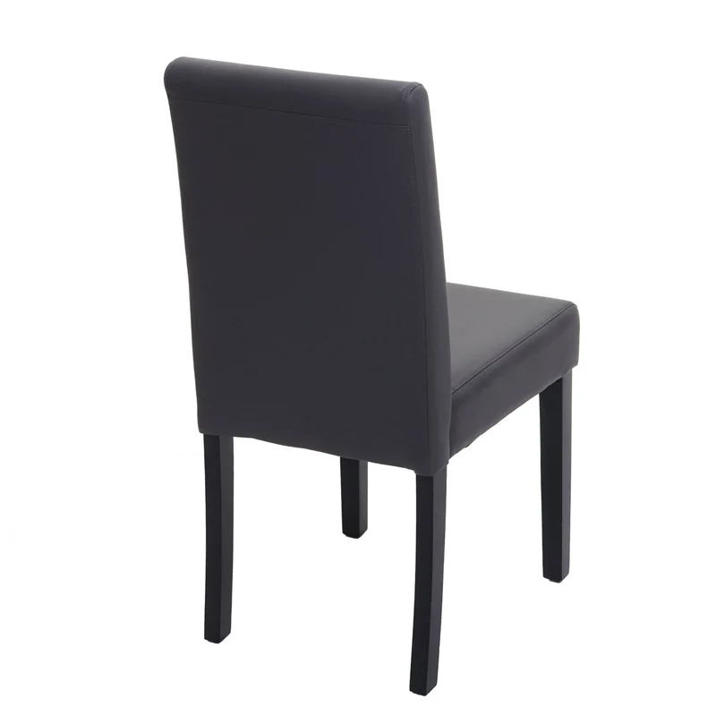 Lot de 6 chaises de salle à manger design moderne en PVC gris mat pieds en bois foncés 04_0007659
