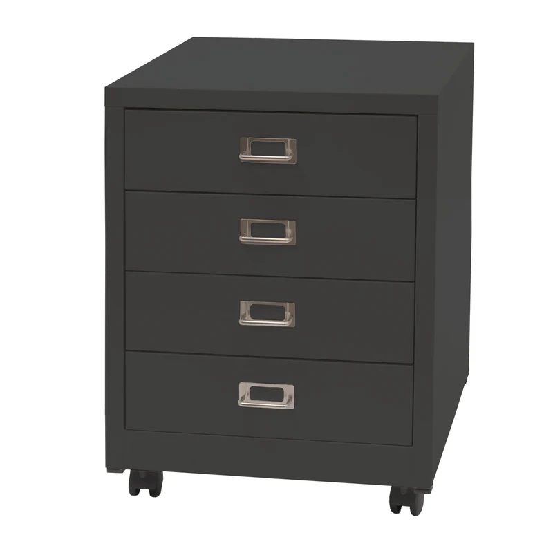 Caisson à tiroirs armoire de bureau 55x40x41 cm 4 tiroirs en acier gris foncé 04_0008267