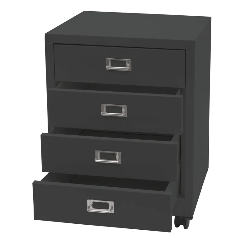 Caisson à tiroirs armoire de bureau 55x40x41 cm 4 tiroirs en acier gris foncé 04_0008267