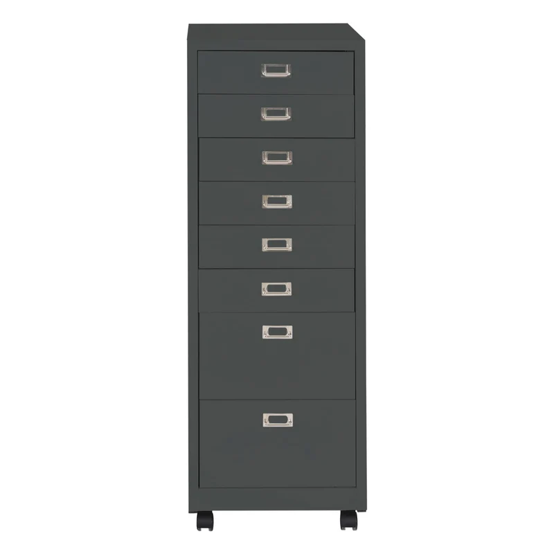 Caisson à tiroirs armoire de bureau 115x40x41 cm 8 tiroirs en acier gris foncé 04_0008264