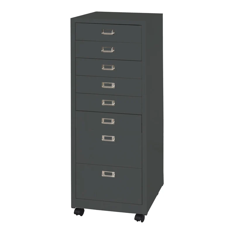 Caisson à tiroirs armoire de bureau 115x40x41 cm 8 tiroirs en acier gris foncé 04_0008264