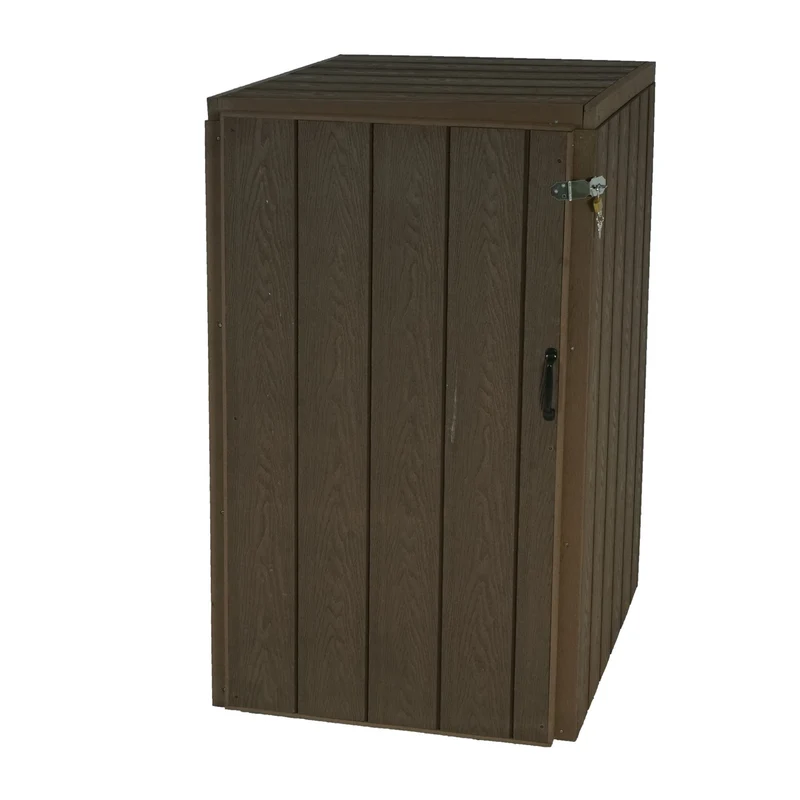 Abris poubelles verrouillables pour une ou deux poubelles 80 à 240 litres en WPC marron 04_0008249
