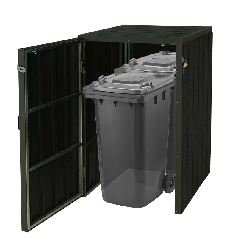 Abris poubelles verrouillables pour une ou deux poubelles 80 à 240 litres en WPC anthracite 04_0008250