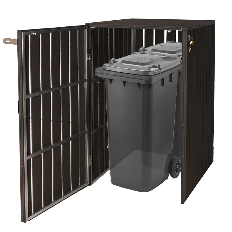 Abris poubelles pour conteneur 80 à 240 litres 115x77x97 cm acier et WPC anthracite 04_0008248