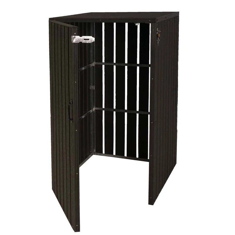 Abris poubelles pour conteneur 80 à 240 litres 115x77x97 cm acier et WPC anthracite 04_0008248