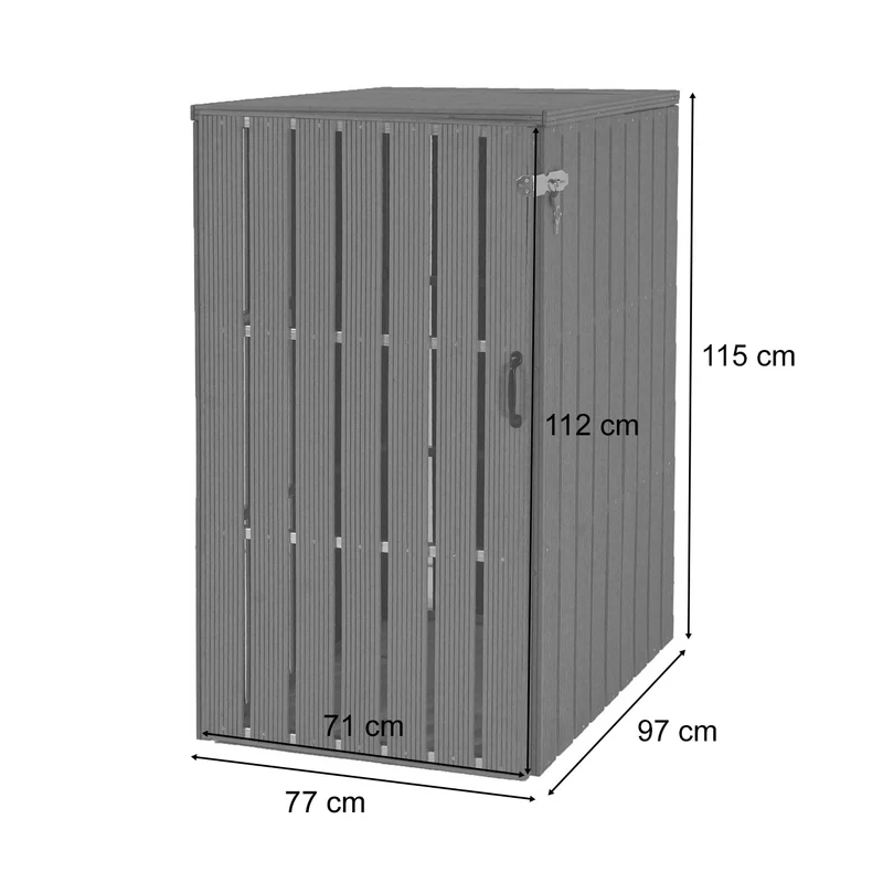 Abris poubelles pour conteneur 80 à 240 litres 115x77x97 cm acier et WPC anthracite 04_0008248