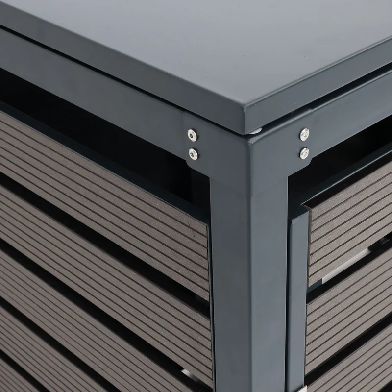 Abris poubelles vérrouillable capacité de 80 à 240 litres par compartiment 119x205x84 cm wpc métal 109kg anthracite 04_0008239