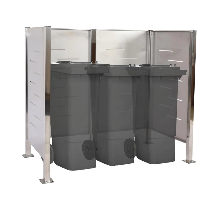 Abris poubelles pour conteneur jusqu'à 240L 150x165x85 cm métal acier inoxydable 04_0008194