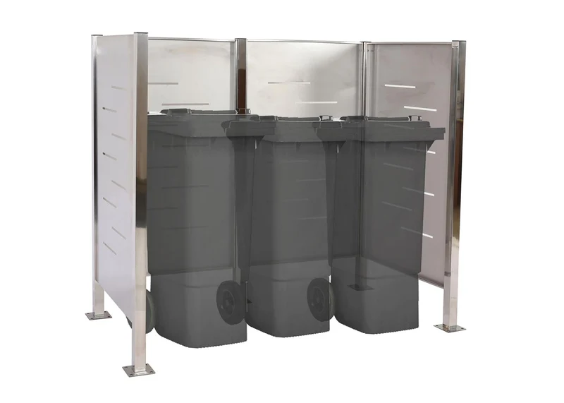 Abris poubelles pour conteneur jusqu'à 240L 150x165x85 cm métal acier inoxydable 04_0008194
