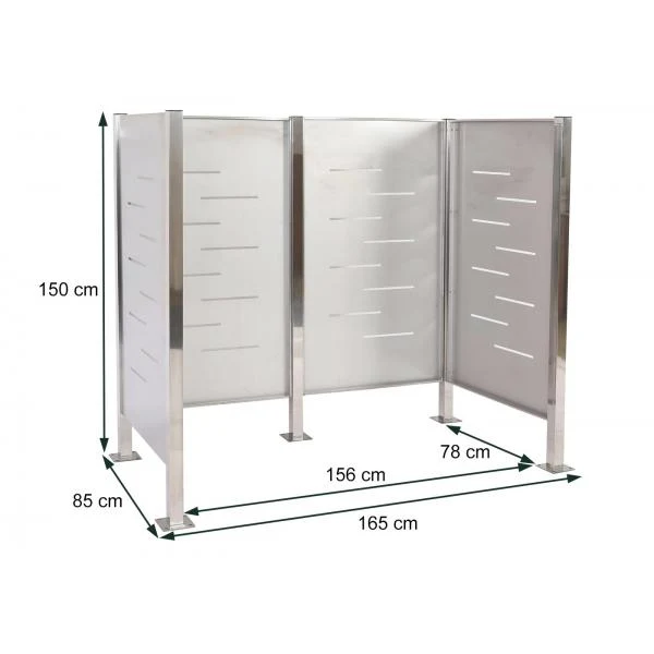 Abris poubelles pour conteneur jusqu'à 240L 150x165x85 cm métal acier inoxydable 04_0008194