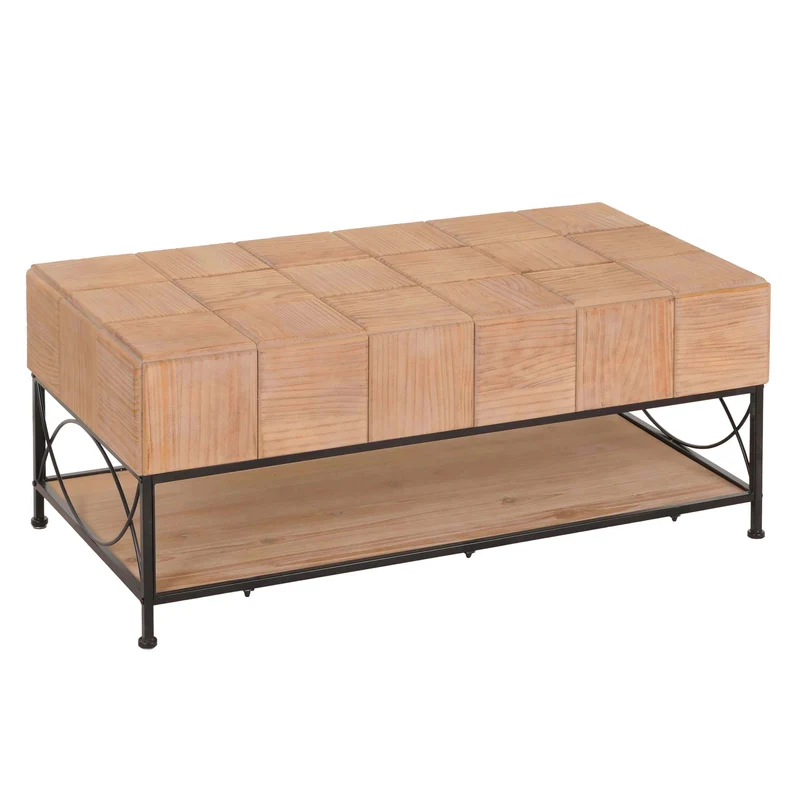 Table basse avec espace de rangement en bois et MDF et fer 51x120x61 cm 04_0008469