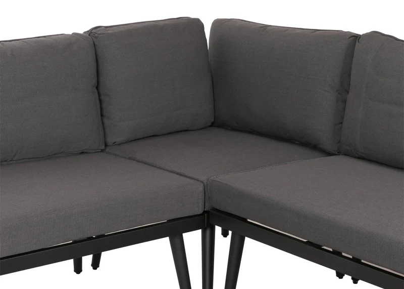Salon de jardin avec deux tables d'appoint bois d'acacia acier coussins marron gris foncé 04_0008303