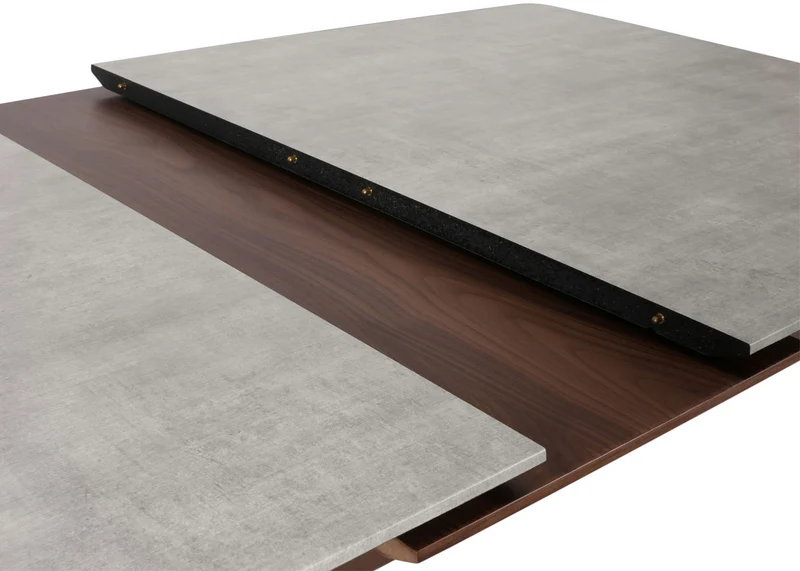 Table de salle à manger en bois et HDF 160-200 x 90 cm extensible aspect béton pieds marron 04_0008547