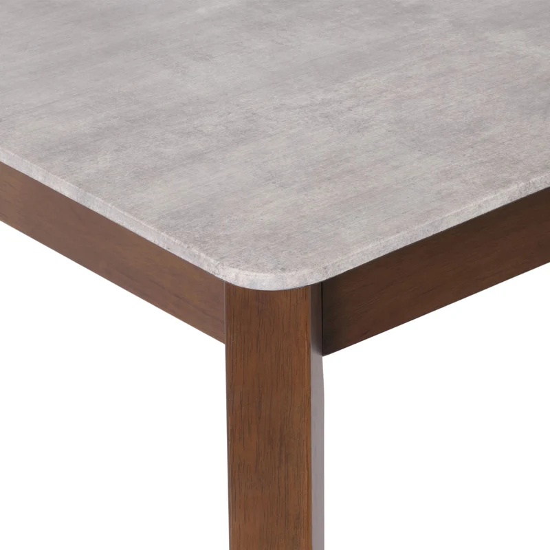 Table de salle à manger en bois et HDF 160-200 x 90 cm extensible aspect béton pieds marron 04_0008547