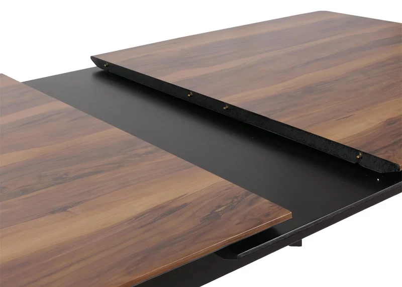 Table de salle à manger en bois et HDF 160-200 x 90 cm extensible aspect bois de sheesham pieds foncés 04_0008546