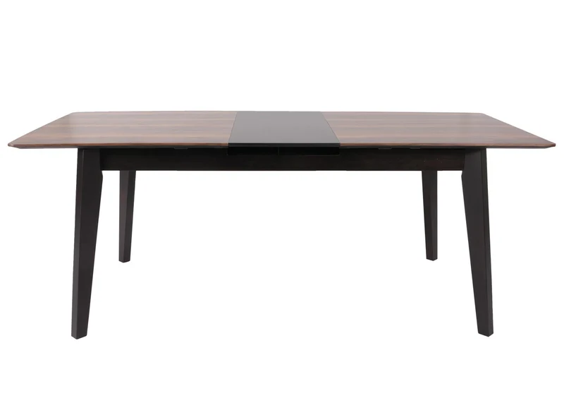 Table de salle à manger en bois et HDF 160-200 x 90 cm extensible aspect bois de sheesham pieds foncés 04_0008546