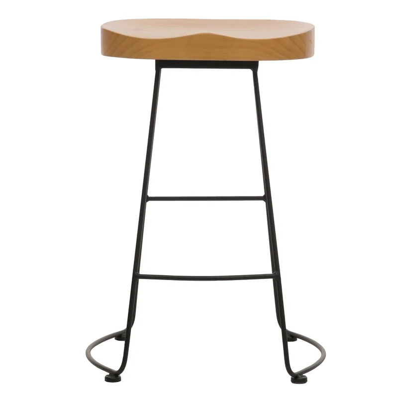 Tabouret de bar chaise de comptoir x1 avec repose-pieds design industriel en métal et bois 04_0008592