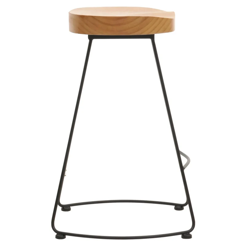 Tabouret de bar chaise de comptoir x1 avec repose-pieds design industriel en métal et bois 04_0008592