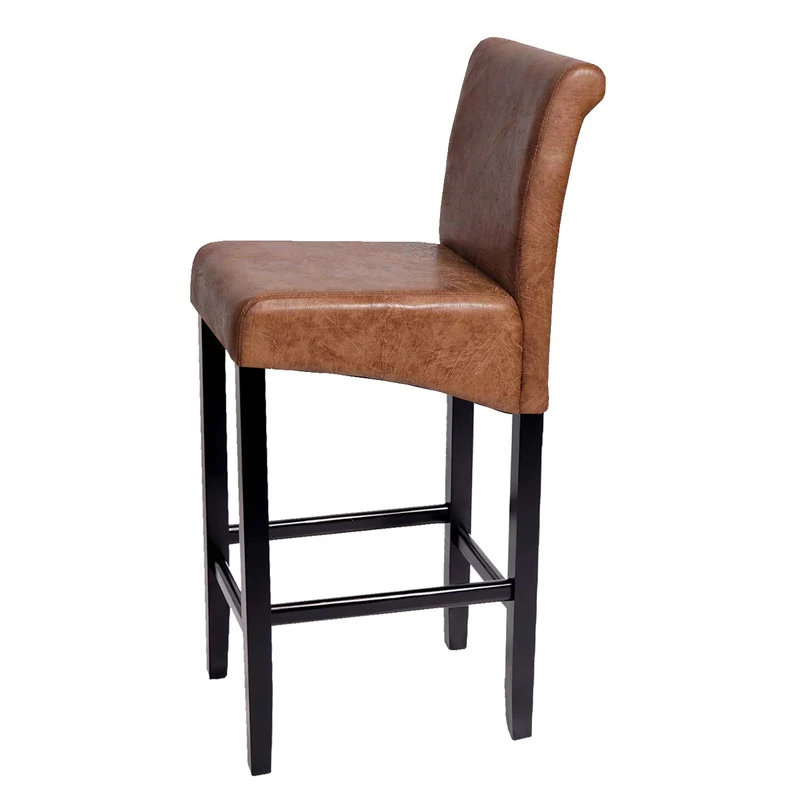 Tabouret de bar chaise de comptoir x1 en tissu imitation daim pieds en bois foncés 04_0008582