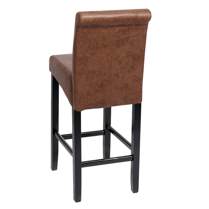 Tabouret de bar chaise de comptoir x1 en tissu imitation daim pieds en bois foncés 04_0008582